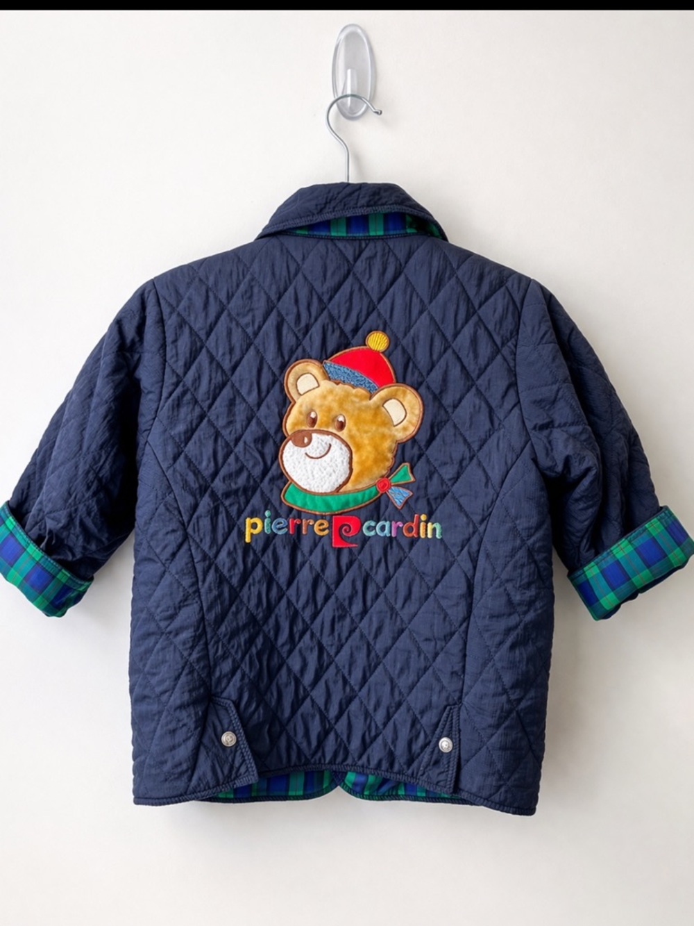 Vintage Pierre Cardin Kids Quilted Jacket Teddy Bear Embroidered 90s Designer